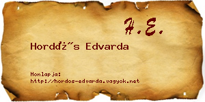 Hordós Edvarda névjegykártya